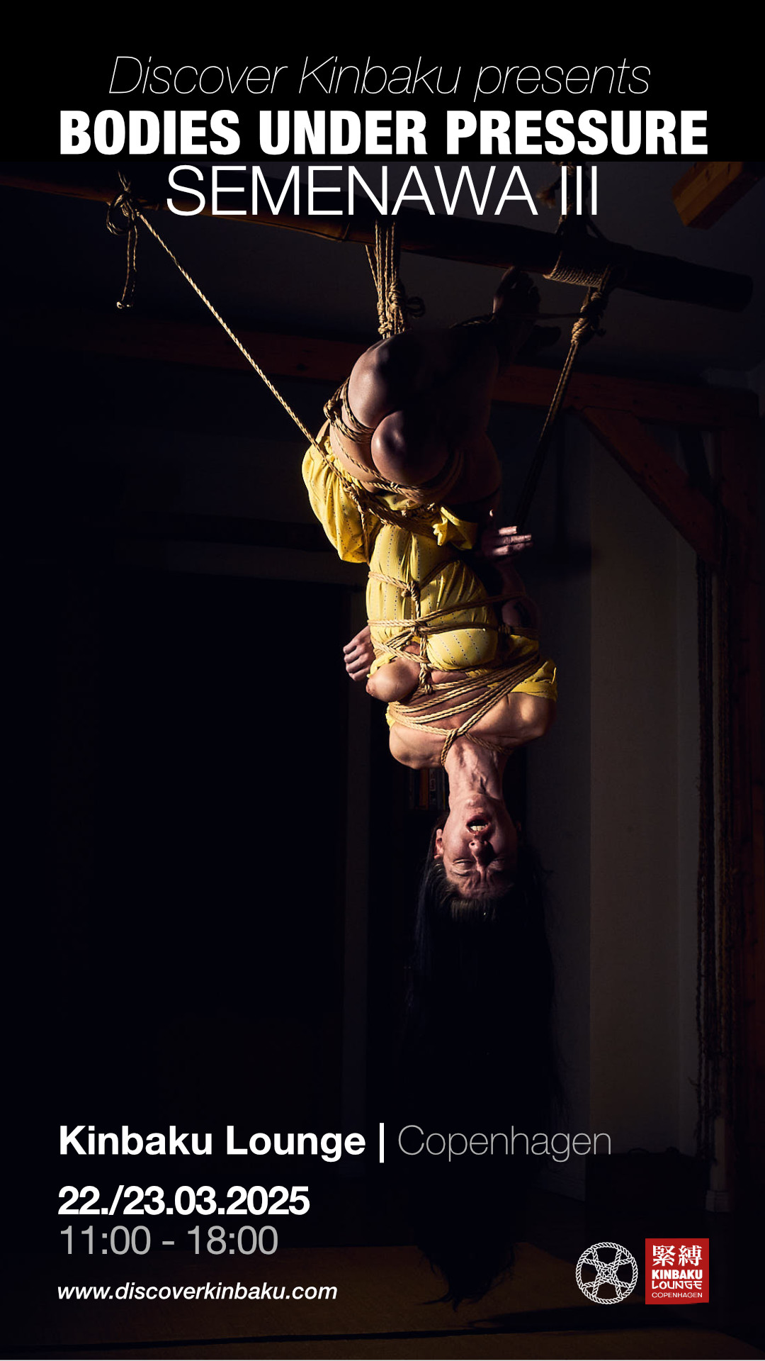 Woman in shibari, symbolising the Kinbaku workshop Semenawa III - Bodies under Pressure