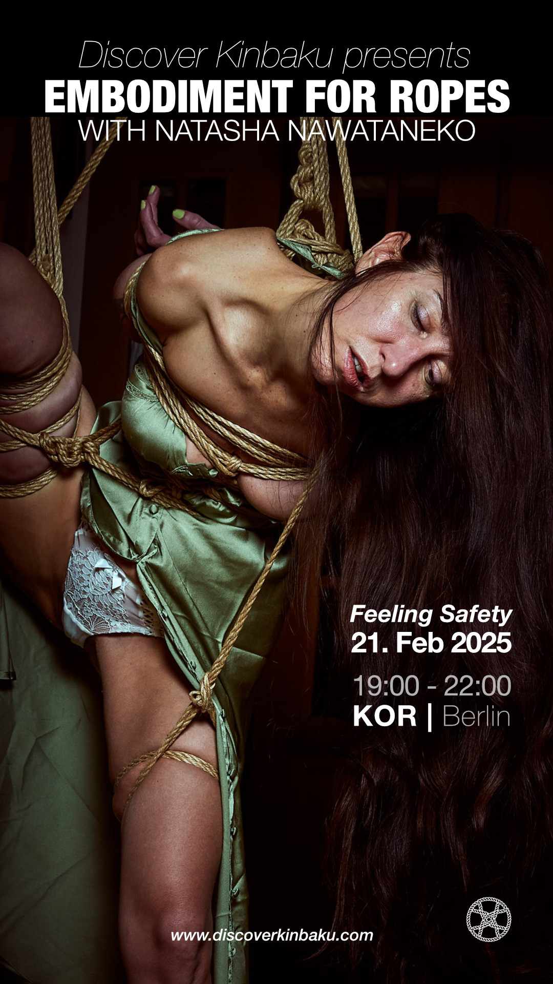 Woman in shibari, symbolising the invitation for a Kinbaku Salon