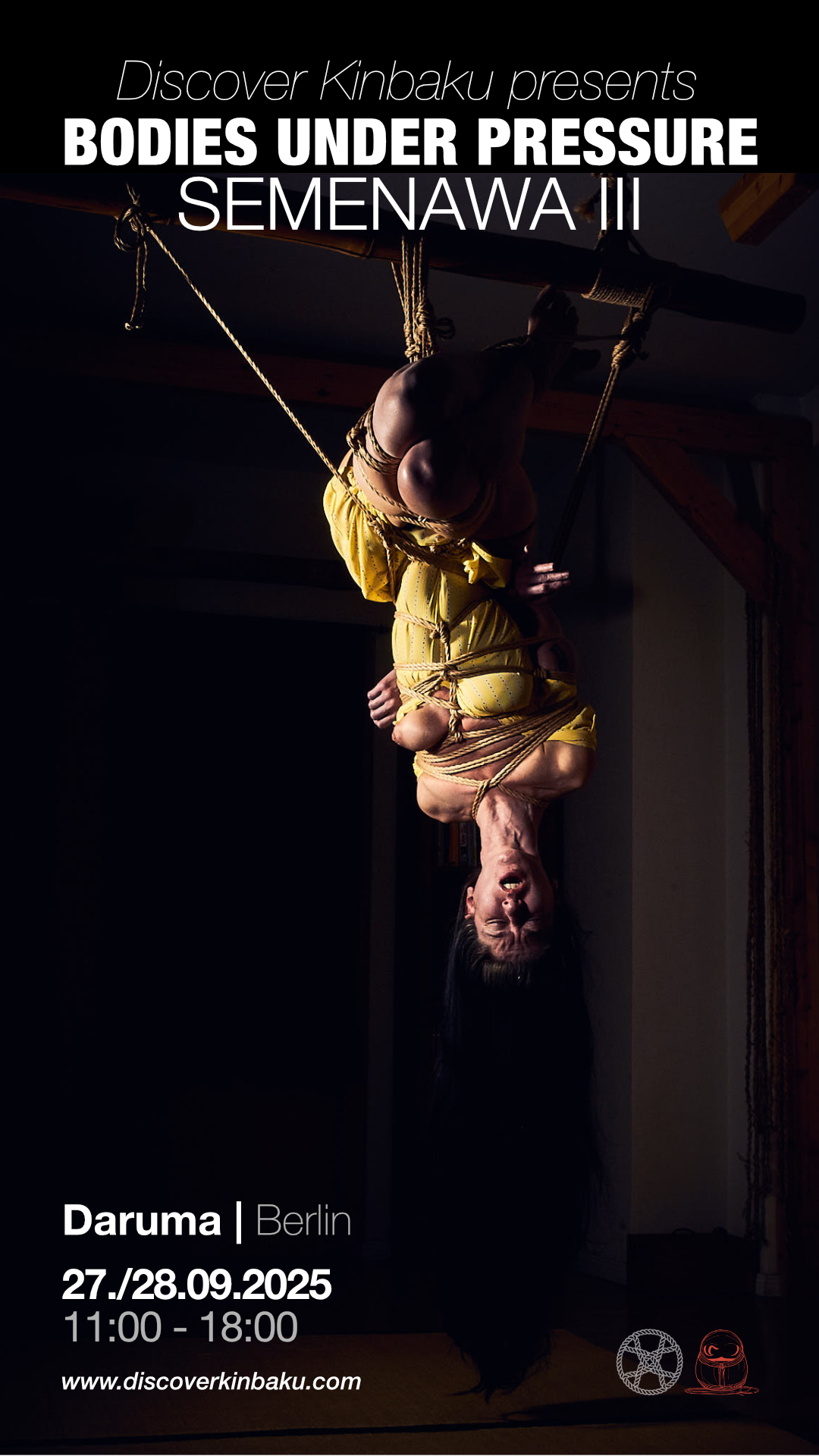 Woman in shibari, symbolising the Kinbaku workshop Semenawa III - Bodies under Pressure