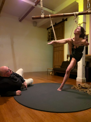 Natasha NawaTaNeko and Alexander MA performing Semenawa Kinbaku Shibari in Temple NYC